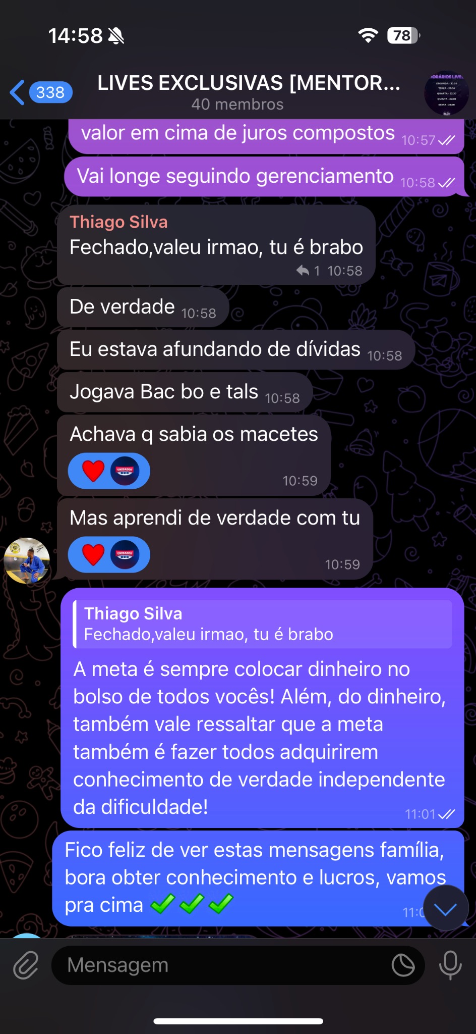 Feedback de aluno sobre dívidas