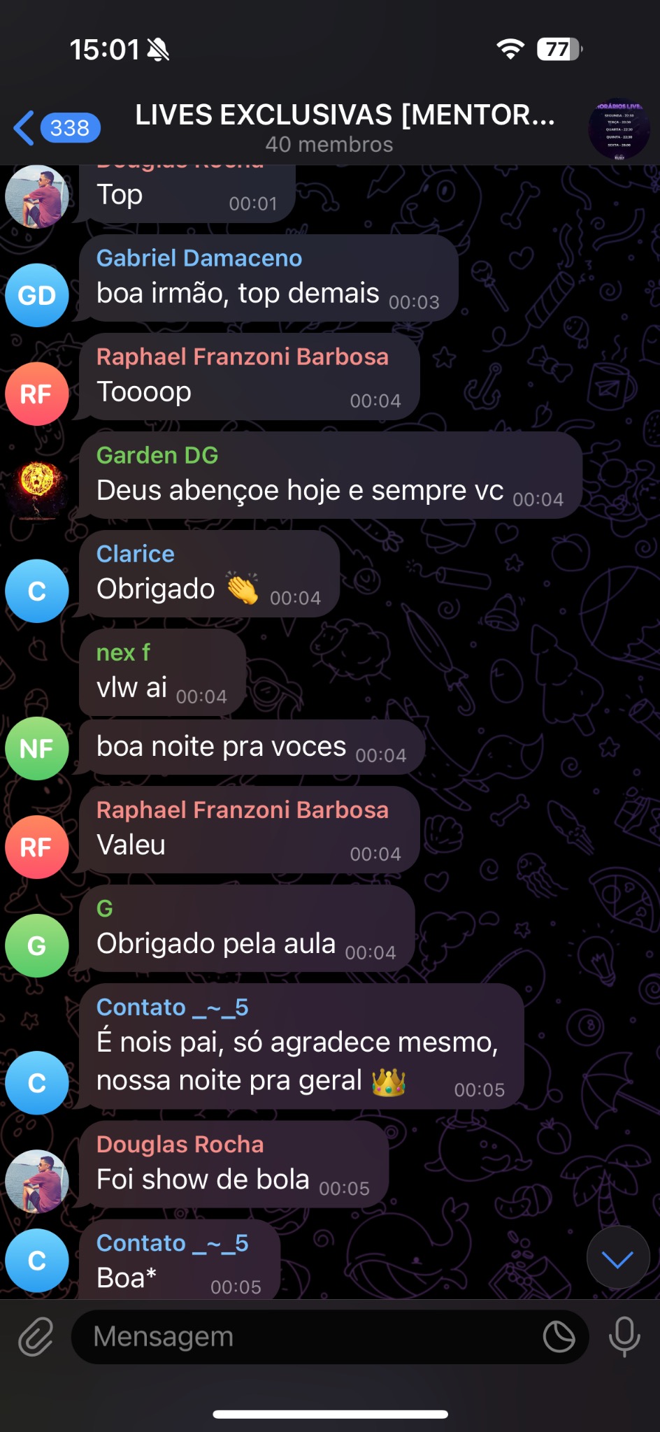 Feedback de aluno sobre aula